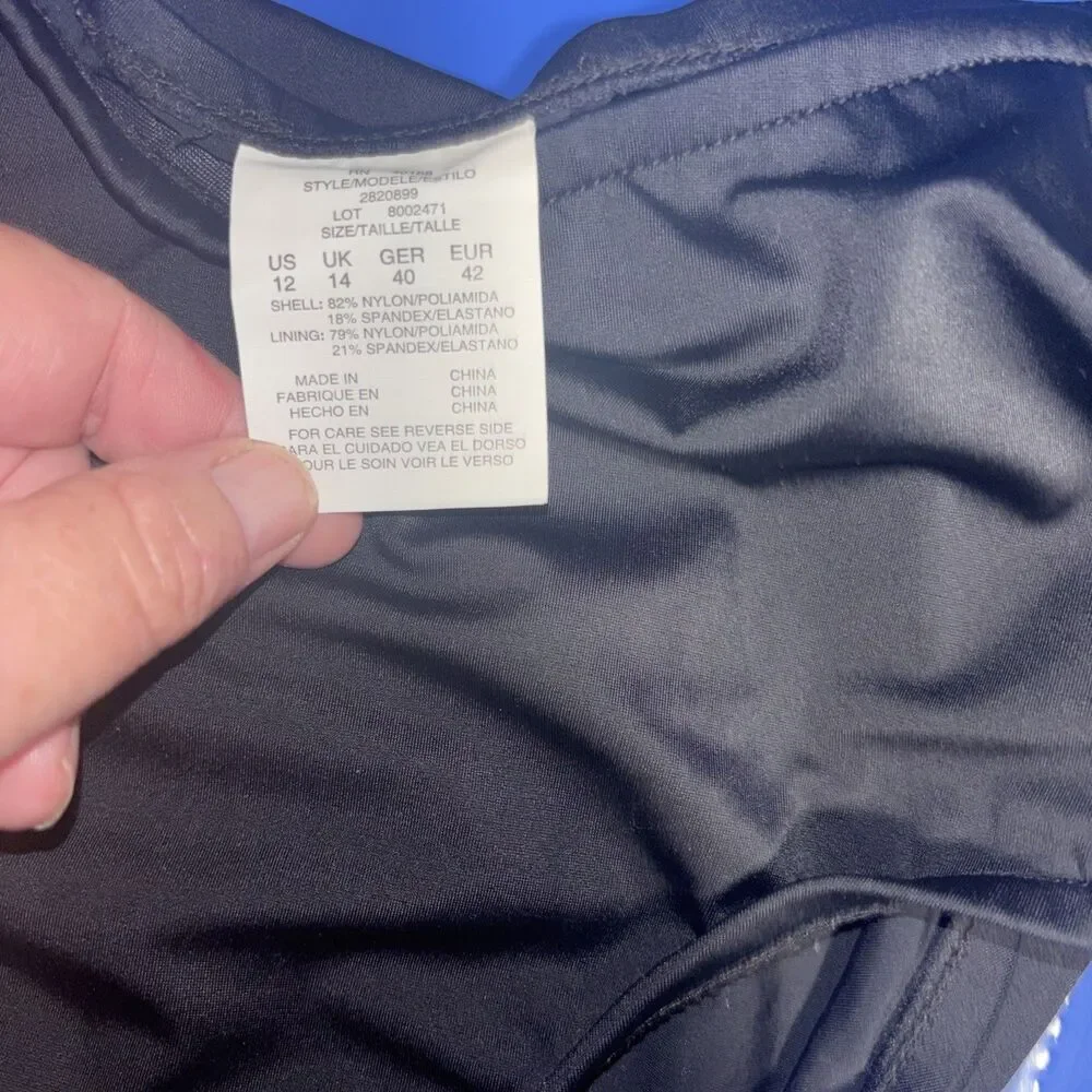 Swim Solutions Women's Black Adjustable Ruched Swim Brief Bottom Size 12 - Picture 5 of 6